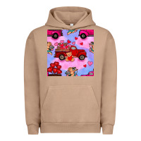 Pigment Burro valentines day truck and cupid in the sky seamless pattern Urban Hoodie - BundleAndBundleShop