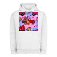 Pigment Lunar Rock valentines day truck and cupid in the sky seamless pattern Urban Hoodie - BundleAndBundleShop