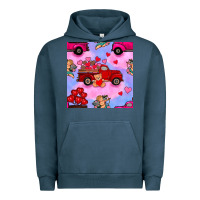 Valentines Day Truck And Cupid In The Sky Seamless Pattern Urban Hoodie | Teevron