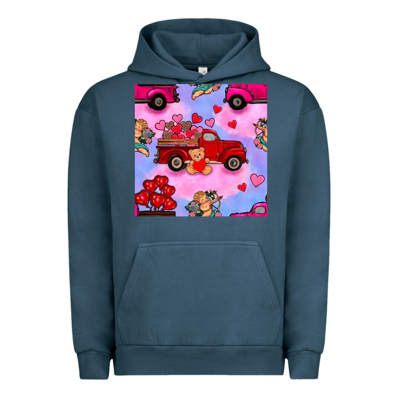 Valentines Day Truck And Cupid In The Sky Seamless Pattern Urban Hoodie by BundleAndBundleShop | Teevron