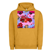 Pigment Peanut Butter valentines day truck and cupid in the sky seamless pattern Urban Hoodie - BundleAndBundleShop