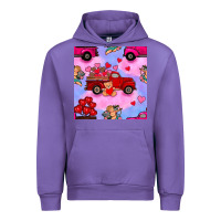 Tulip valentines day truck and cupid in the sky seamless pattern Urban Hoodie - BundleAndBundleShop