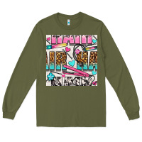 Army Green leopard and cowhide hair and curling iron with hearts and flowers seam Long Sleeve Tee - BundleAndBundleShop