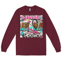 Burgundy leopard and cowhide hair and curling iron with hearts and flowers seam Long Sleeve Tee - BundleAndBundleShop