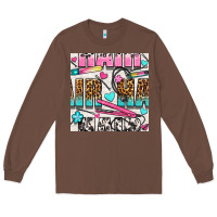 Chestnut leopard and cowhide hair and curling iron with hearts and flowers seam Long Sleeve Tee - BundleAndBundleShop
