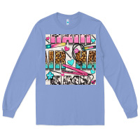 Colony Blue leopard and cowhide hair and curling iron with hearts and flowers seam Long Sleeve Tee - BundleAndBundleShop