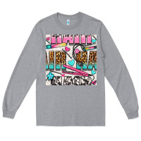 Heather Grey leopard and cowhide hair and curling iron with hearts and flowers seam Long Sleeve Tee - BundleAndBundleShop