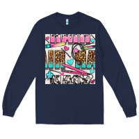 Navy leopard and cowhide hair and curling iron with hearts and flowers seam Long Sleeve Tee - BundleAndBundleShop