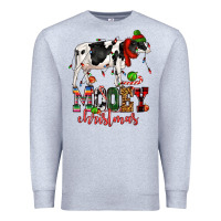 Heather Grey mooey christmas cow Premium Sweatshirt - CowGirlArtShop
