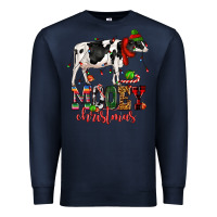 Navy mooey christmas cow Premium Sweatshirt - CowGirlArtShop