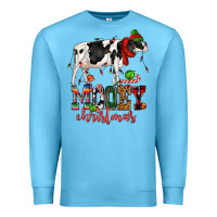 Ocean Blue mooey christmas cow Premium Sweatshirt - CowGirlArtShop