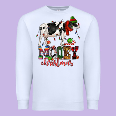 Mooey Christmas Cow Premium Sweatshirt Designed By Cowgirlartshop