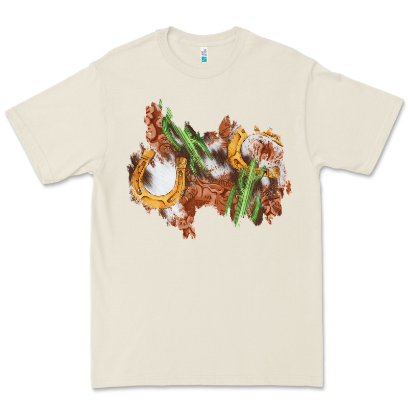 Horseshoe Cowhide Cactus Patch Premium Tee by AdoDesignShop | Teevron