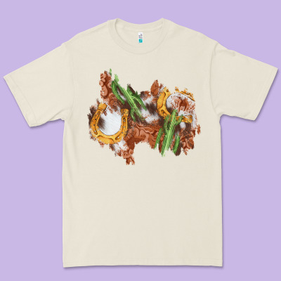 Horseshoe Cowhide Cactus Patch Premium Tee Designed By Adodesignshop