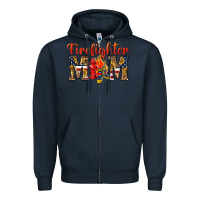Navy Firefighter Mom Zipper Hoodie - texasbilliewilder