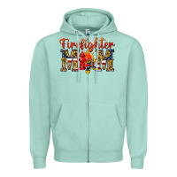 Seafoam Firefighter Mom Zipper Hoodie - texasbilliewilder