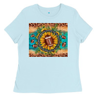 Baby Blue football leopard turquoise sunflower Ladies Tee - JahusDesignShop