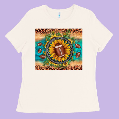 Football Leopard Turquoise Sunflower Ladies Tee Designed By Jahusdesignshop