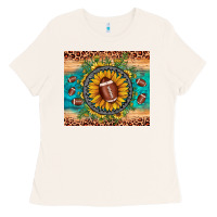 Bone football leopard turquoise sunflower Ladies Tee - JahusDesignShop