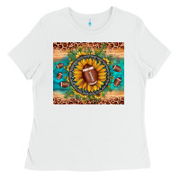 White football leopard turquoise sunflower Ladies Tee - JahusDesignShop