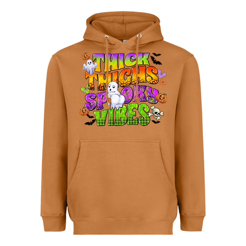 Thick Thighs And Spooky Vibes Heavyweight Hoodie by CowGirlArtShop | Teevron