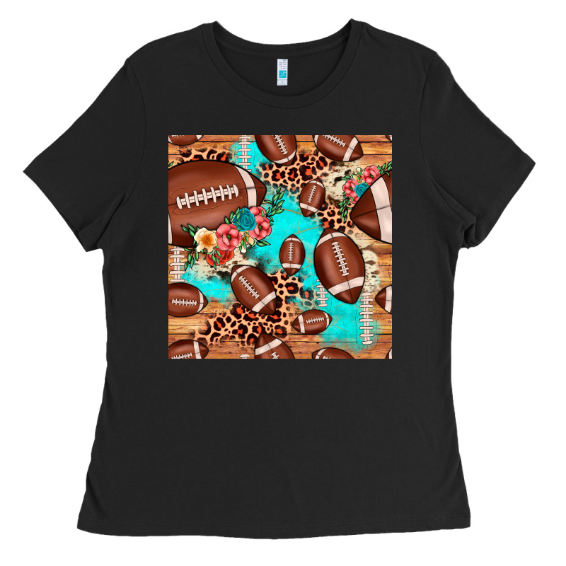 Football Leopard Cowhide Seamless Pattern Ladies Tee by JahusDesignShop | Teevron