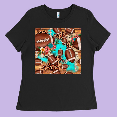Football Leopard Cowhide Seamless Pattern Ladies Tee Designed By Jahusdesignshop