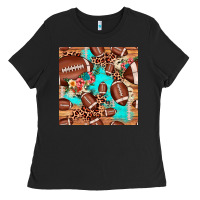 Black football leopard cowhide seamless pattern Ladies Tee - JahusDesignShop