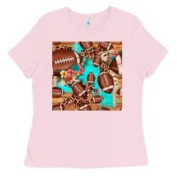 Bubblegum Pink football leopard cowhide seamless pattern Ladies Tee - JahusDesignShop
