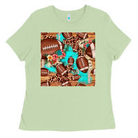 Matcha football leopard cowhide seamless pattern Ladies Tee - JahusDesignShop