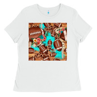 White football leopard cowhide seamless pattern Ladies Tee - JahusDesignShop