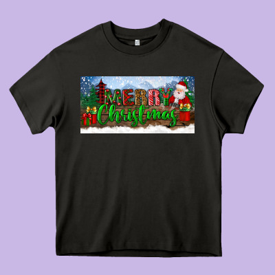 Merry Christmas With Santa Claus License Plate Heavy Core Tee Designed By Bundleandbundleshop