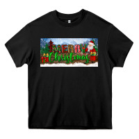 Black merry christmas with santa claus license plate Heavy Core Tee - BundleAndBundleShop