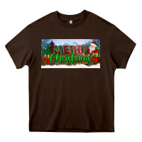 Chocolate Brown merry christmas with santa claus license plate Heavy Core Tee - BundleAndBundleShop