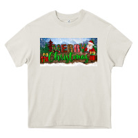 Cream merry christmas with santa claus license plate Heavy Core Tee - BundleAndBundleShop