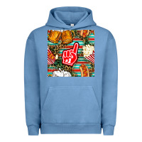 Pigment Pebble Blue american football snacks with serape and leopard Urban Hoodie - BundleAndBundleShop
