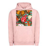 Pigment Salmon american football snacks with serape and leopard Urban Hoodie - BundleAndBundleShop
