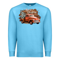 Ocean Blue merry christmas truck Premium Sweatshirt - CowGirlArtShop