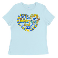 Baby Blue down syndrome awareness heart Ladies Tee - Artiststas