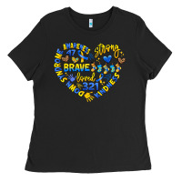 Black down syndrome awareness heart Ladies Tee - Artiststas