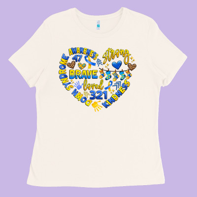 Down Syndrome Awareness Heart Ladies Tee Designed By Artiststas