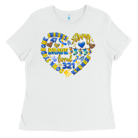 White down syndrome awareness heart Ladies Tee - Artiststas