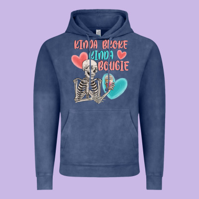 Kinda Broke Kinda Bougie Vintage Hoodie Designed By Maliassmallbusiness