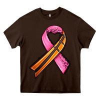 Chocolate Brown breast cancer sport ribbons Heavy Core Tee - AdoDesignShop