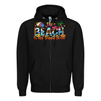 Black the beach is my happy place Zipper Hoodie - NancyCooperArtShop