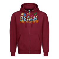 Burgundy the beach is my happy place Zipper Hoodie - NancyCooperArtShop