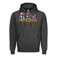 Charcoal Heather the beach is my happy place Zipper Hoodie - NancyCooperArtShop