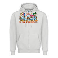 Dove Grey the beach is my happy place Zipper Hoodie - NancyCooperArtShop