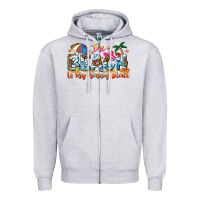 Heather Grey the beach is my happy place Zipper Hoodie - NancyCooperArtShop