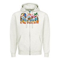 Oatmeal Heather the beach is my happy place Zipper Hoodie - NancyCooperArtShop